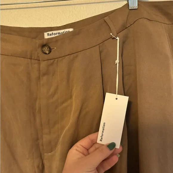 NEW Reformation Mason Pants Mushroom Brown Slack Size 24 3X Plus Slacks NWT - Picture 9 of 11